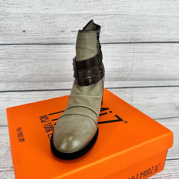 Miz Mooz Women's Distressed Kaycee Taupe Buckle Slouch Booties Size 40/(9/9.5) - Picture 7 of 10